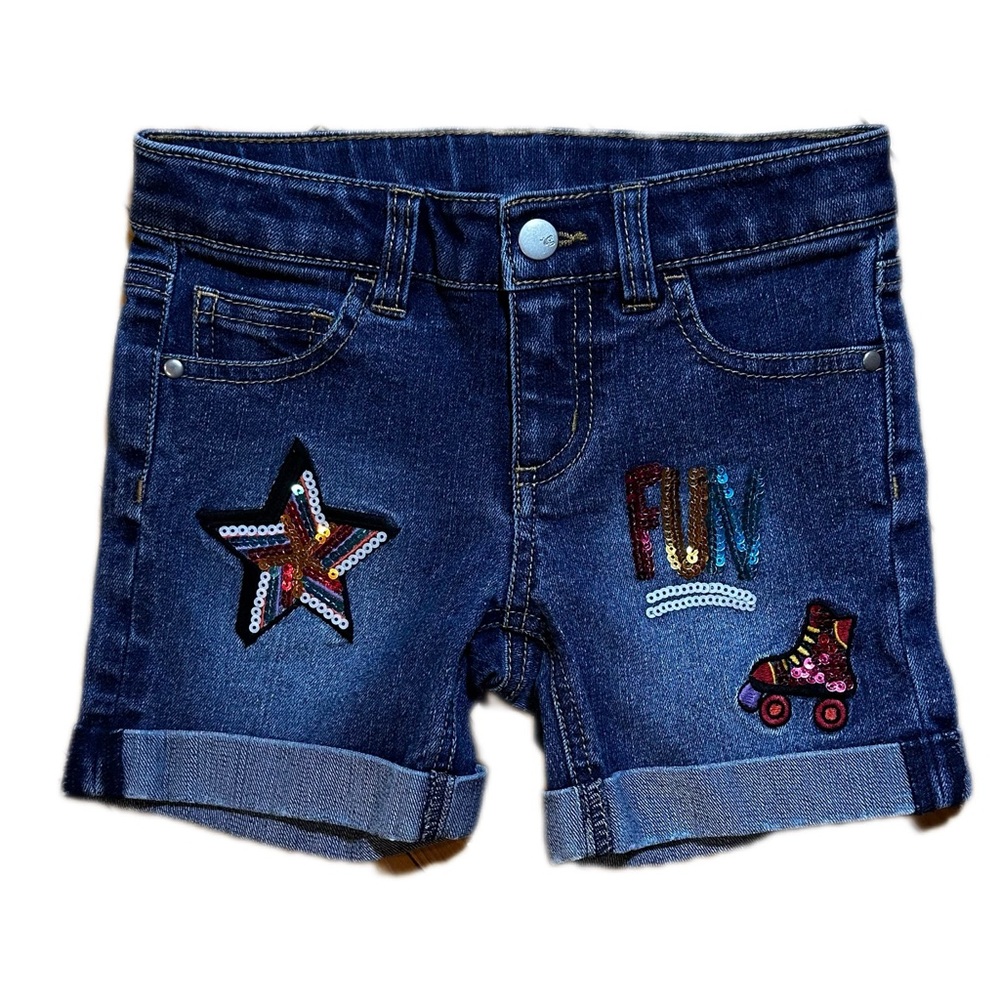 Total Girl jean shorts with star, fun, roller skate, rainbow 🌈 sequins